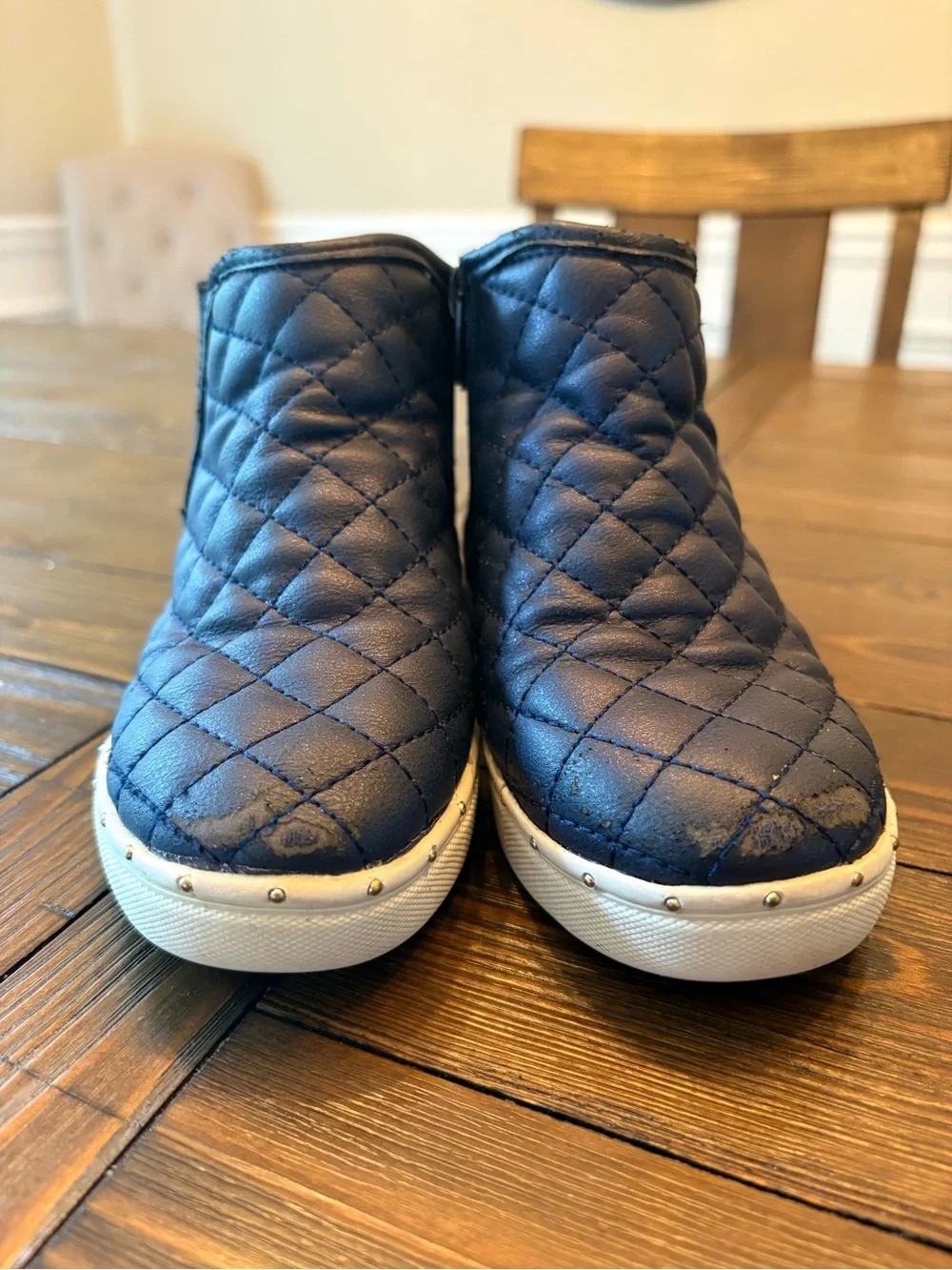 Steve Madden Kids Navy Quilted Slip-On Boots with Side Zipper